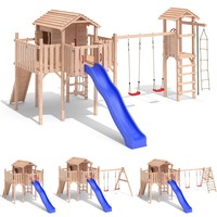 TERRIZIO Maxi  Baumhaus Schaukel Kletterturm Rutsche Holz Stelzenhaus Spielturm