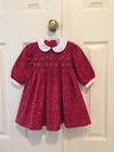 Carriage Boutiques Red Corduroy Floral Smocked Embroidered Dress - 12 months 