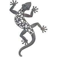 XL Wandbild "Gecko" Größe 72 X 25,5 cm Wanddeko Eidechse Salamander Metall