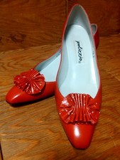 Vtg Palizzio Red White Polka Dot Leather Kitten Heels Women's 7.5N Made in Spain