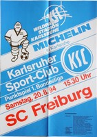 Karlsruher SC KSC SC Freiburg 1. Bundesliga 20. August 1994 Plakat Wildpark