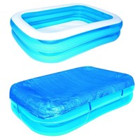 Kinder Family Pool Planschbecken Set eckig 211cm Swimmingpool inkl. Abdeckplane