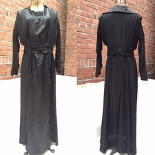 Antique Early 1900's Edwardian Black Dress Embroidered with Beaded Sequin Tassel