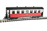 Zenner Personenwagen HSB, rot-beige mit Vorhängen, Spur G, für LGB Kupplung