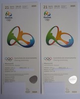 2 TICKETS ZC001 CAT.C CLOSING CEREMONY / SCHLUSSFEIER RIO 2016 OLYMPIC GAMES