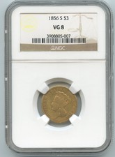 1856-S Gold $3 Indian Princess Ngc Vg 8