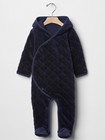 BabyGap NWT Baby Boy Navy Quilted Velour footed one-piece Suit 3-6 Months