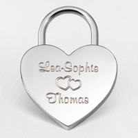 HERZ LIEBESSCHLOSS GRAVIERT [SILBER] MIT WUNSCHGRAVUR UND GESCHENK-VERPACKUNG