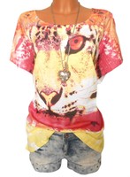 SHEEGO Shirt GR. 44 46 48 50 52 54 56 58 weiß Print Damen NEU - (34)