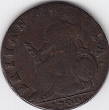 1700 Uk - Great Britain - William Iii Half Penny Coin