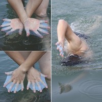 1 Paar Silikon Gerätetauchen Gewebter Handschuhe Schwimmen-getriebe Flossen