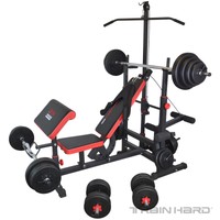 Kraftstation Hantelbank Latzugturm m. Gewicht Lang- Kurz- & Curlhantel bis 150KG