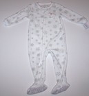 Nwt New Carters Blanket Sleeper Pajamas Christmas White Glitter Snowflakes Girl
