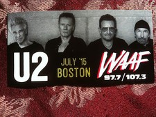 U2 sticker Boston Garden concert July '15 Waaf promo Bono