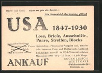 AK Stuttgart, Auswahl-Anforderung USA 1847-1930, Eugen Liesch, Traubenstr. 60 