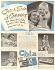 VTG 1941 Chix Baby DIAPERS Retro Mother Sing BLUE Nursery Chicopee Pediatric Ad
