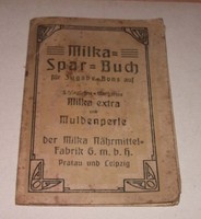 Milka Spar-Buch für Zugabe-Bons - alte Reklame Milka Pratau und Leipzig