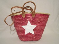 Ibiza Strandtasche Korbtasche  Einkaufstasche Griff u Gurt Shopper shabby Beere