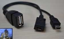 Mini B 5-pin Male usb OTG Host Cable & USB power Charge micro female