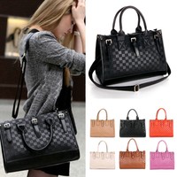 Leder Shopper Bag Damentasche Handtasche Schultertasche Damen Tasche schwarz