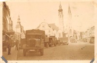 Foto Wehrmacht Militär Transport LKW Marktplatz Tirlemont Belgien Tienen 