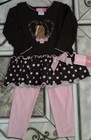 Girl's 2pc Good Lad Outfit Horse Brown Pink Size 3T