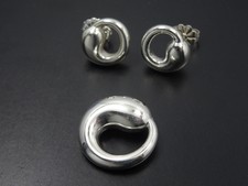 FABULOUS TIFFANY & Co ELSA PERETTI ETERNAL CIRCLE EARRINGS + PENDANT SET