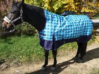 *1200 D. OUTDOORDECKE+HIGHNECK Fleecefutter, Wasserdicht 125 cm Blaukarriert