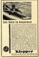Sven Hedin im Klepperboot FALTBOOT-WERKE ROSENHEIM Historische Reklame von 1929