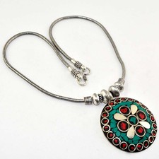 .925 SilverPlated Fashion Jewelry Beautiful Turquiose Stone Chain Necklace A3099