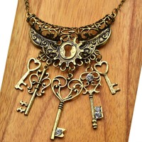 Modeschmuck Halskette mit Anhänger - Schlüssel - Vintage Gothic Steampunk - NEU