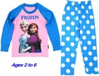 Girls Frozen Anna Elsa Pajamas 2 Piece Set for Ages 2 to 6 (US Seller)