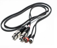 1,5 m Meter 2x CHINCH CINCH RCA MALE AUF 2x XLR FEMALE WEIBLICH ADAPTER-KABEL