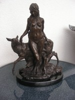 große filigrane erotische Bronzefigur auf Marmorsockel "VIRTUS"