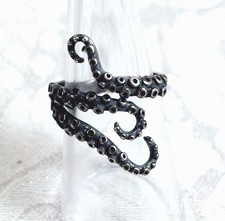 925 Sterling Silver Octopus Tentacles Ring Metal Nautical Ocean Adjustable Size