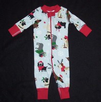 Hanna Andersson Boys 50 0-6 Months Zippers Night Pajamas Christmas Puppy Dogs