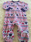 Garanimals Girls White Pink Purple Hearts Fleece Long Sleeve Pajamas 3-6 Months