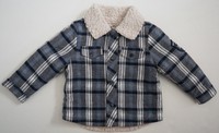 $120 IKKS Navy Blue Check Print Cotton Jacket 3M/60 FRANCE