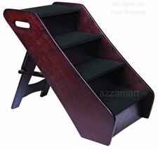 Large Wooden Pet Ladder Stairs Dog Ramp 20" Tall Bed Steps Step Folding Portable