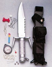 3052 Rothco 7 1/2" Stainless Steel Ramster Survival Knife Kit With Steel Handle