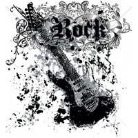 01428 bedrucktes T-Shirt mit Motiv - neu - Rock Guitar