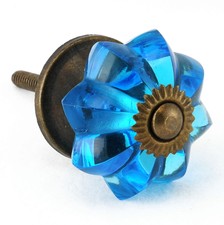 Marine Blue Glass Knobs Cabinet Drawer Pulls Melon Furniture Handles #K69Ab