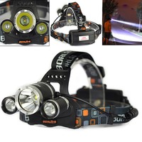 Boruit 3*XML T6 9000lm LED Kopflampe Stirnlampe Kolflampe 18650 Flashlight Torch