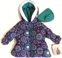 Jacket London Fog Girls 12 Months Purple Hoodie Fleece Hat Floral Long Slv New