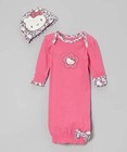 New Hello Kitty 2 piece gown and cap set baby girl sleepwear infant outfit 450
