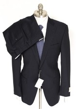 New SAMUELSOHN Gable Navy Super 100's 2Btn Flat Front Suit 50 40 40R NWT $1395
