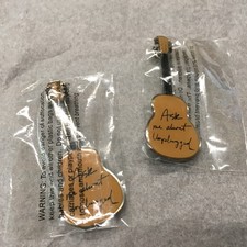 2 New BON JOVI Ask Me About Unplugged Guitar Lapel Pins For Avon SEALED BAGS
