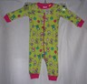 CHILDREN'S PLACE SLEEPER 3-6 MO BRIGHT GREEN & PINK COWS PIGS BUNNY BALLOONS NWT