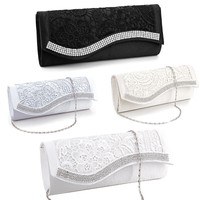 Damen Handtasche Clutch Abendtasche Brauttasche Spitze Satin Tasche Hochzeit