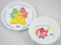 Vintage 1980's Care Bears - 2pc Kids Plastic Bowl & Plate Set - Silite